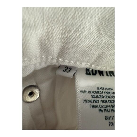 NWT Edwin Bree Cropped Optic white ankle jeans size 33 - Picture 14 of 14